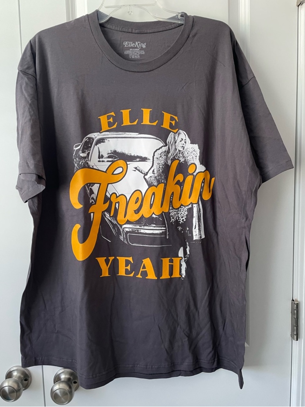 Ella King Gray Short Sleeve Tee with Orange 'Freakin' Print